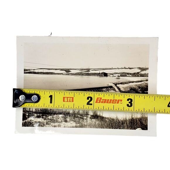 Vtg Frosty Dam with Cabin Behind Original Monochrome Photo Found Naturecore - Picture 3 of 4